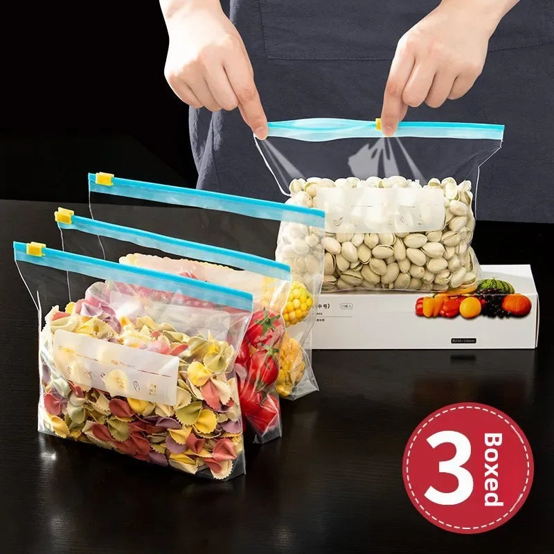 Multiple Sizes Kitchen Supplies Transparent and Visible Thick and Durable Sealing Bag for Food Eco-friendly Cling Bag Zip Bags