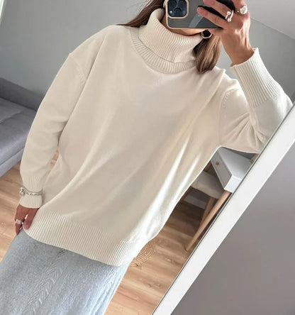 Winter Pink Turtleneck Sweaters Women Oversized Autumn Warm Women's Jumper Loose Basic White Turtleneck For Women Pullovers
