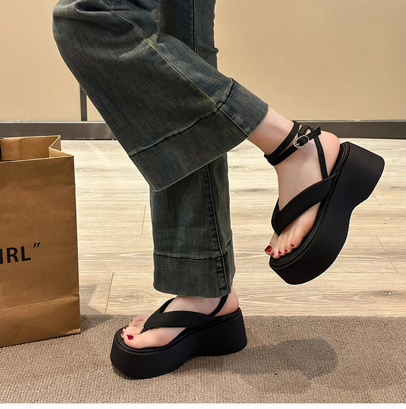 Summer Women Platform Wedges Heel Sandals Fashion Clip Toe Ladies Elegant Party Dress Gladiator Sandalias