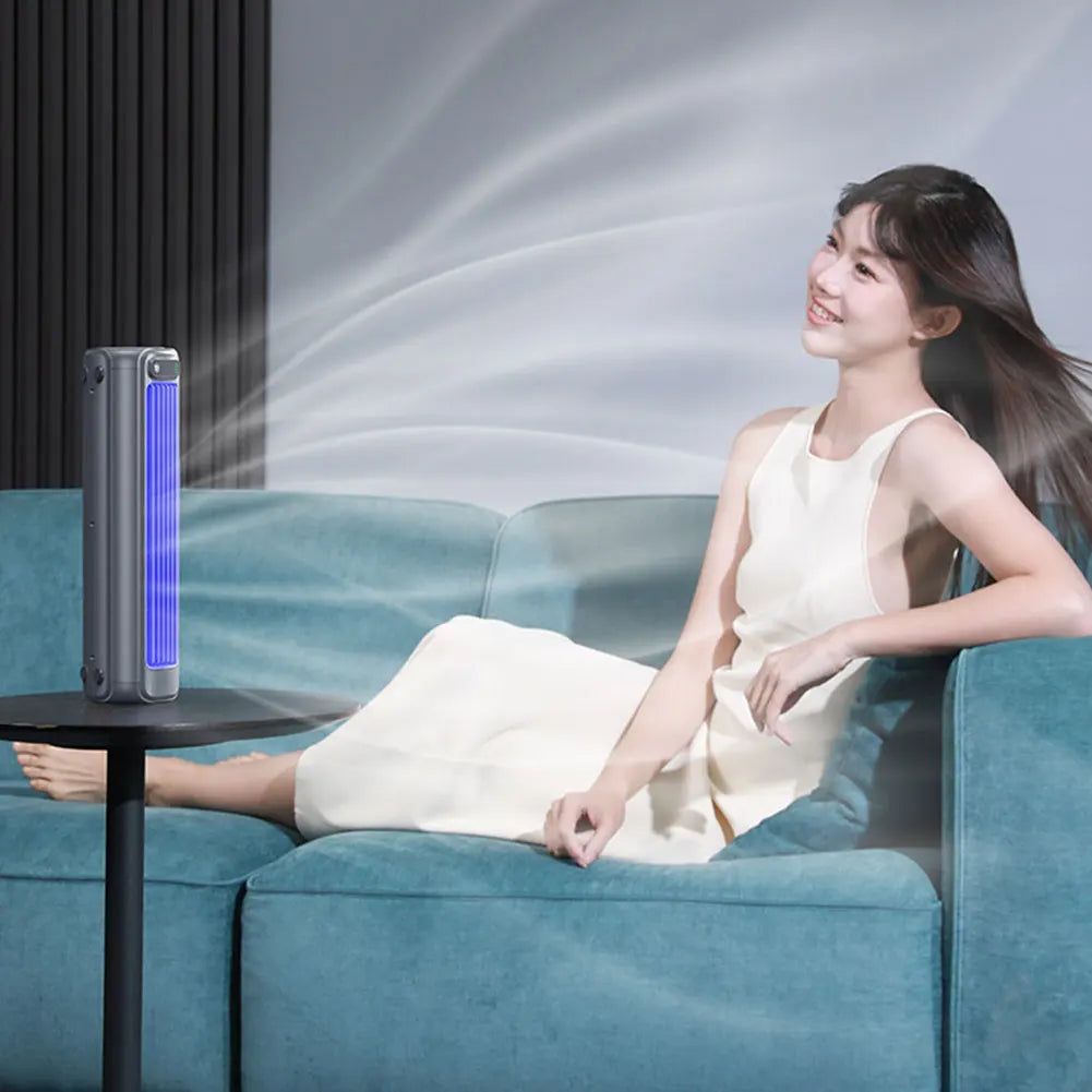 USB Plug-in Portable Tower Fan 3 Speed Desktop Fan 2000mAh Rechargeable Quiet Standing Fan 300x80x80mm Wall Mount Fan
