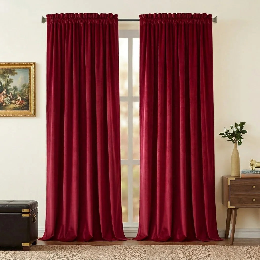 Luxury Velvet Blackout Curtain [1 Panel] Soundproof Room Darkening Drapery Heavyweight Soft Window Panel for Bedroom & Theater