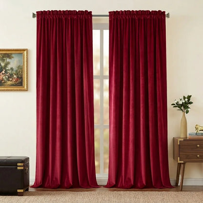 Luxury Velvet Blackout Curtain [1 Panel] Soundproof Room Darkening Drapery Heavyweight Soft Window Panel for Bedroom & Theater