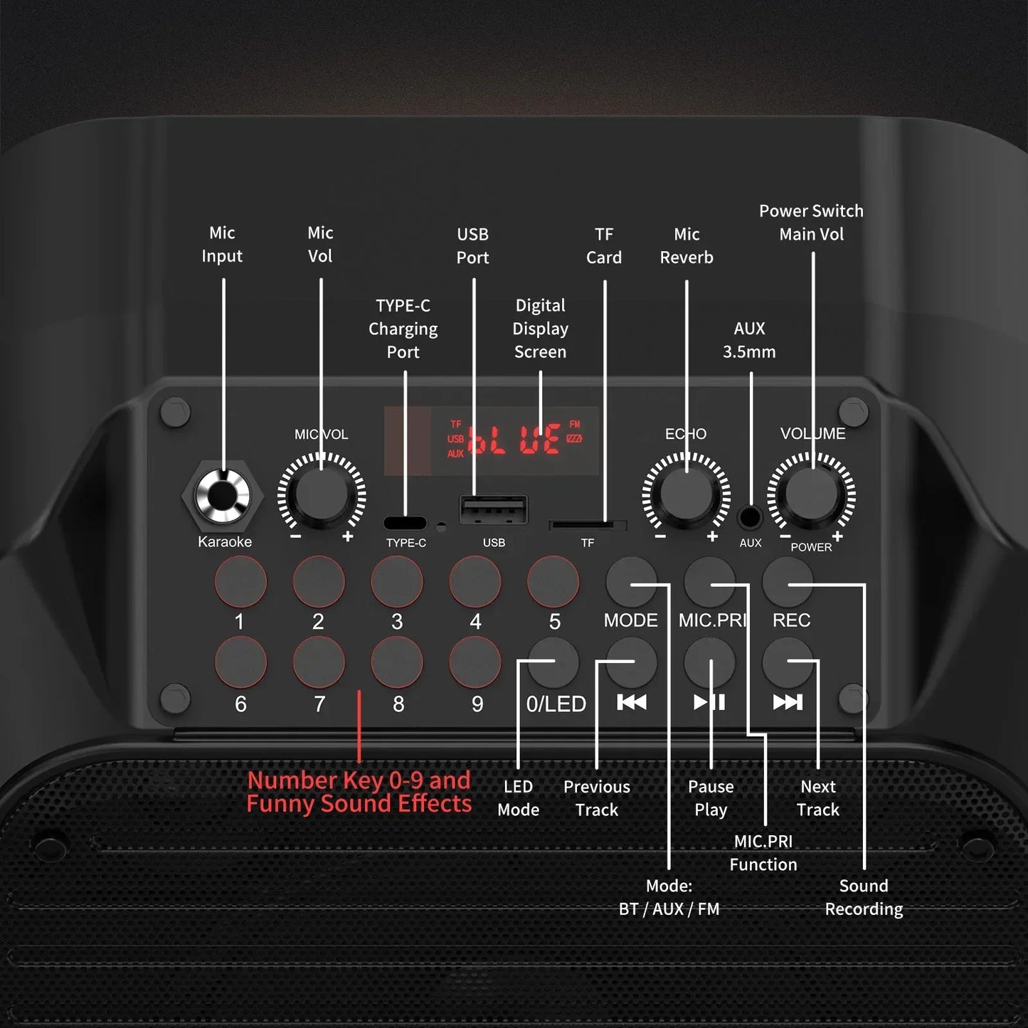 Karaoke Machine for Adults, Karaoke Speaker with Two Wireless Microphones, Portable Bluetooth Speaker PA System for Party, Kara
