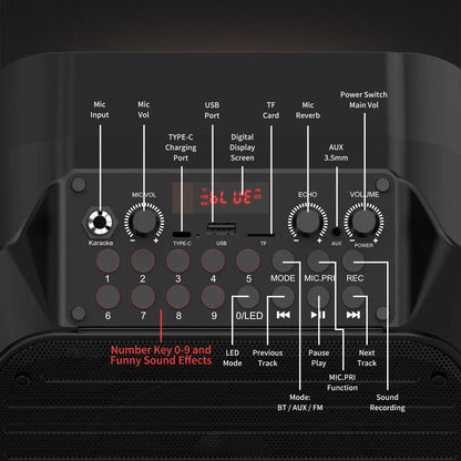 Karaoke Machine for Adults, Karaoke Speaker with Two Wireless Microphones, Portable Bluetooth Speaker PA System for Party, Kara