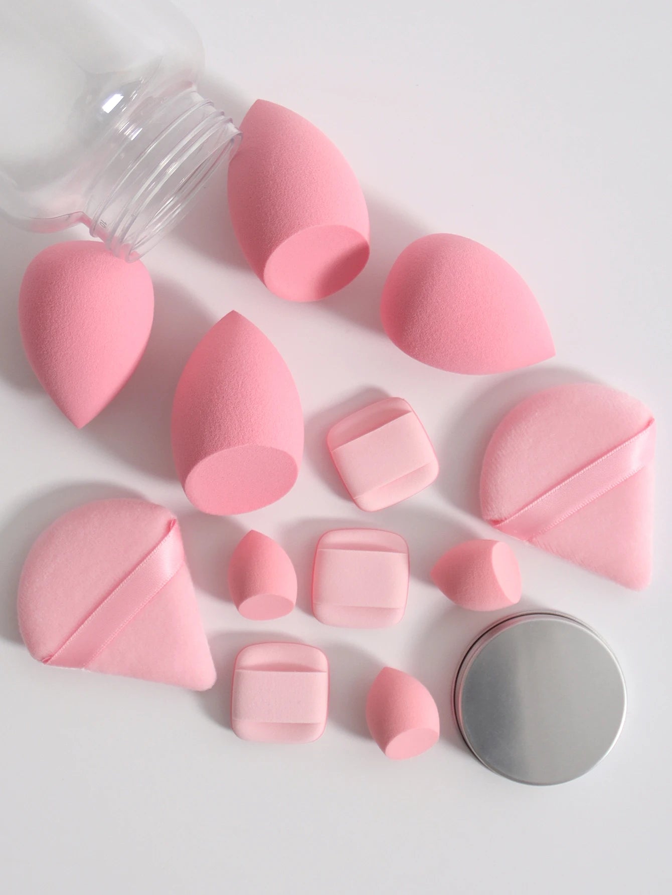 12Pcs Makeup Sponge Set with Storage Jar Latex-Free, Makeup Sponge Finger Puff, Dual-Use Wet & Dry Foundation Cosmetic Puffs