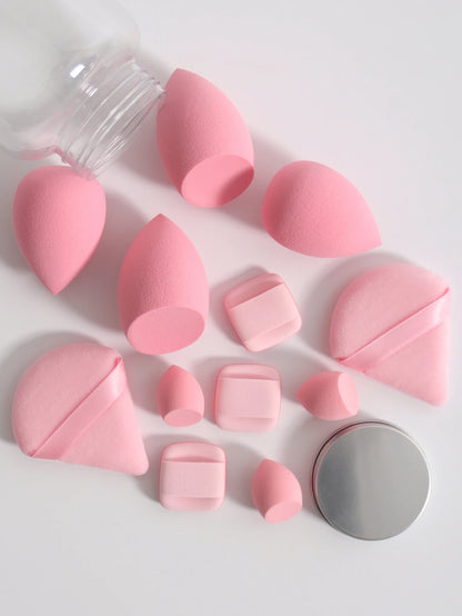 12Pcs Makeup Sponge Set with Storage Jar Latex-Free, Makeup Sponge Finger Puff, Dual-Use Wet & Dry Foundation Cosmetic Puffs
