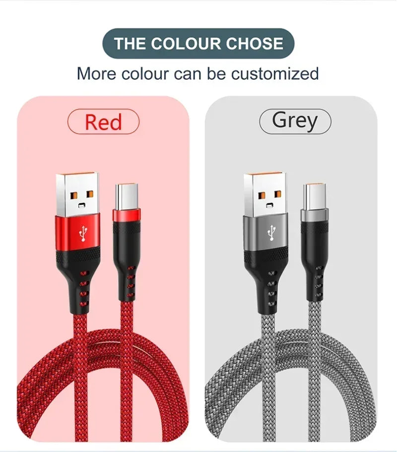 USB Type C Cable 5A Super Fast Charging Cable for iPhone 15 16 Huawei Samsung Oppo Oneplus Universal USB To USB C Extension Wire