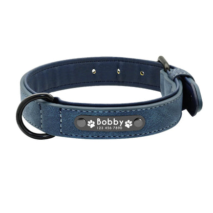 Personalized  PU Leather Dog Collar Soft Padded Pet Dog Collars Engraved Name Paw Durable Necklace for Small Medium Large Dogs