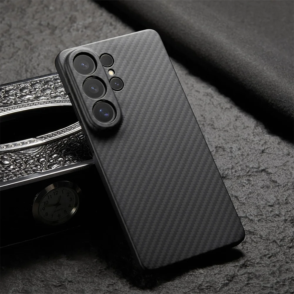 Ultra-Thin Kevlar Pure Carbon Fiber Phone Case For Samsung Galaxy S23 S24 26 Ultra Plus Commercial Aramid Fiber Shockproof Cover