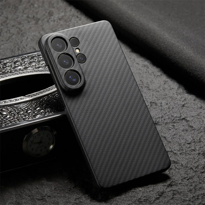 Ultra-Thin Kevlar Pure Carbon Fiber Phone Case For Samsung Galaxy S23 S24 26 Ultra Plus Commercial Aramid Fiber Shockproof Cover