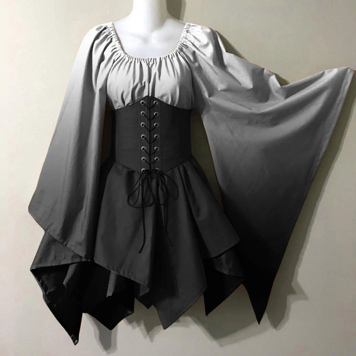 Robe de Cosplay Rétro à Imprimé Dégradé pour Femme, Tenue de Spectacle d'Halloween, Renaissance du Moyen Âge