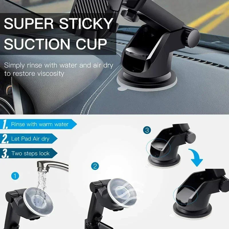Universal Sucker Car Phone Holder 360° Rotation Windshield & Dashboard Mount Mobile Cell Support Bracket for Smartphones