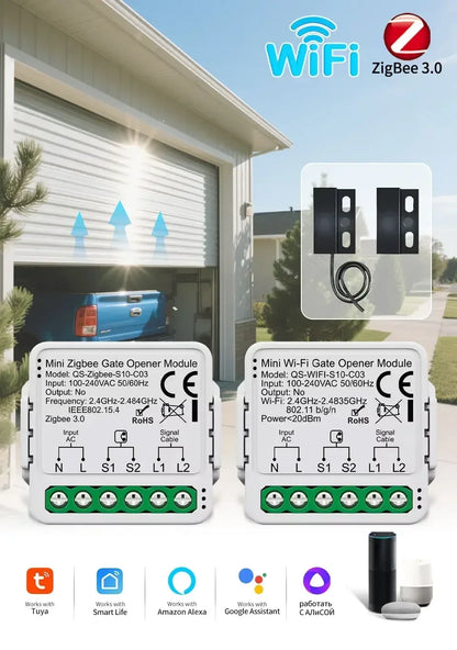Tuya WiFi Zigbee Garage Door Opener Controller Smart Gate Opener Module Smart Life APP Alexa Google Home Alice Voice Control