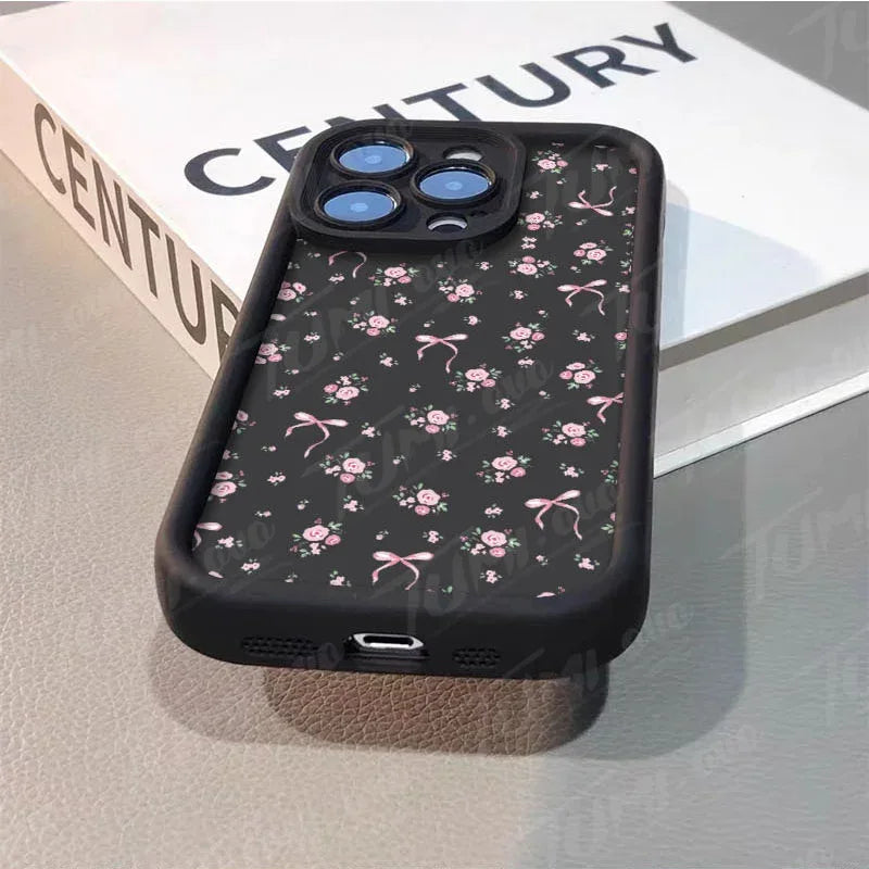 Rose Flower Bowknot Silicone Phone Case for Xiaomi Redmi Note 13 12 11 Pro Plus 12S 11S 10S 10 9 9S 8 12C 13C Matte Back Cover