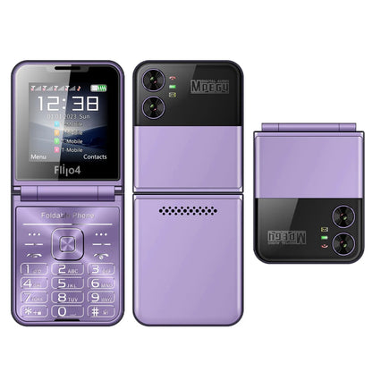 SERVO 4 SIM Fashionable Flip Cellular Phone Speed Dial Flashlight Magic Voice FM Radio 2G GSM Foldable Mobile Phone Type-C 2.6"