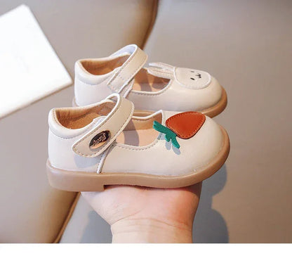 2023 New Spring Cute Bunny and Carrot Patch Children Casual Shoes for Girls Non-slip Kids Shoes Hook & Loop Breatheable Non-slip