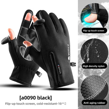 Vilico Warm Touchscreen Motorcycle Fishing Gloves Windproof Durable Anti‑Slip Waterproof Breathable for Autumn & Winter Cycling