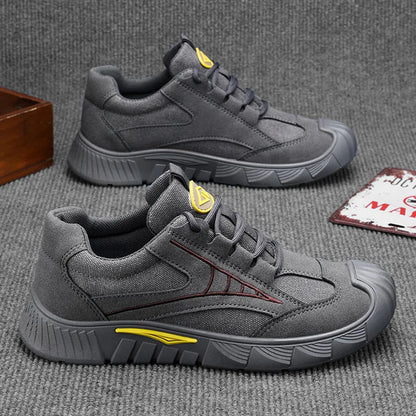 Oulylan Men's Lightweight Safety Shoes Breathable Low-Top Work Shoes Outdoor Fashionable Wear-Resistant Labor Protection Shoes