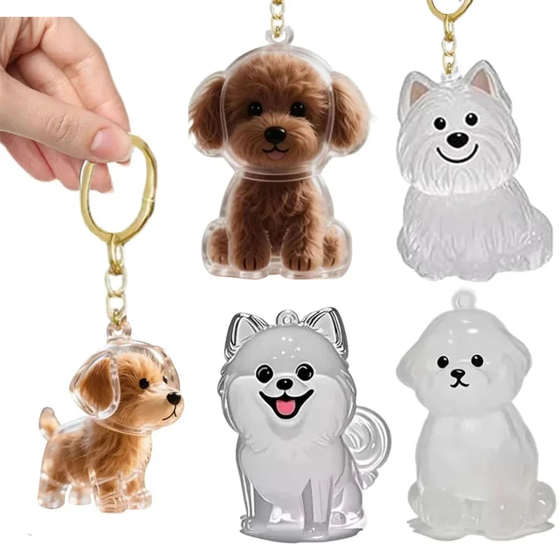 Adorable Dog Hair Storage Pendant Transparent Lovely Pet Hair Storage Box Keychain Handmade DIY Pet Souvenirs for Pet Lovers