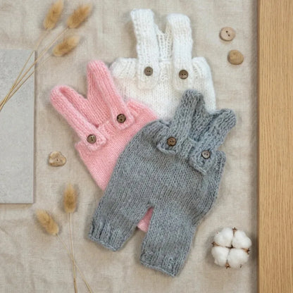 2pcs Newborn Baby Photography Props Knitted Romper Hat Set Handmade Photo Shoot Outfit Infant Studio Accessories Clothes