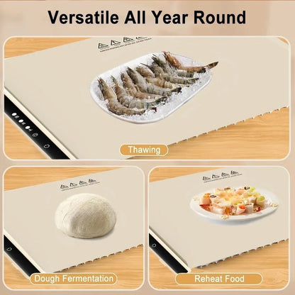 Electric Warming Tray Foldable Food Warmer Mat with 3 Tem Setting Fast Full Surface Heating Portable Electric Food Warming Tray