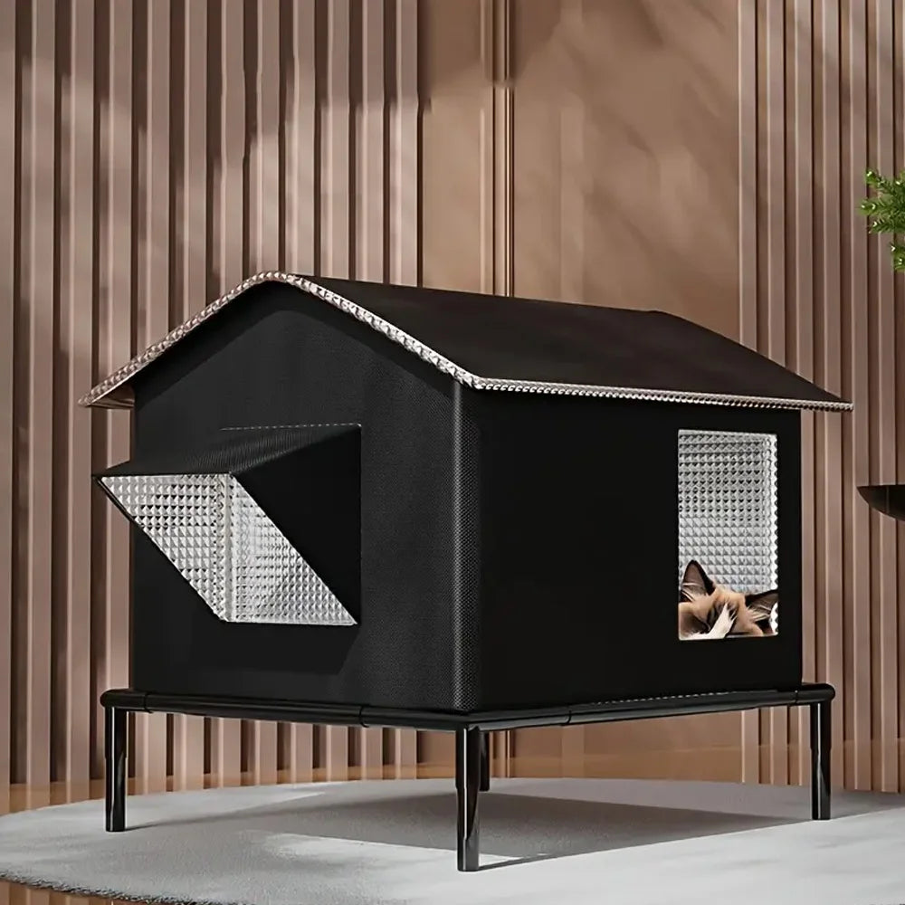 Elevated Pet House-Bed Moisture-Proof Design Cat House Weatherproof for Indoor or Outdoor Use Fits Small or Medium Pets