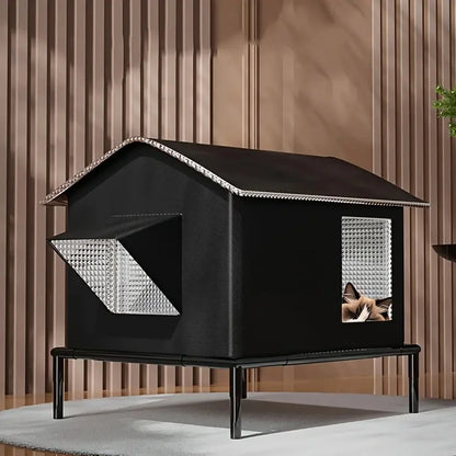 Elevated Pet House-Bed Moisture-Proof Design Cat House Weatherproof for Indoor or Outdoor Use Fits Small or Medium Pets