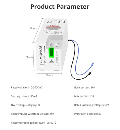 Zemismart Smart Energy Meter Zigbee WiFi Monitor Electric Sensor Measure Work With Tuya Zigbee2mqtt Home Assistant