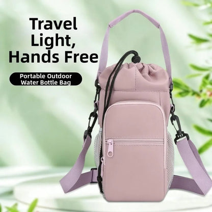 Universal Portable Water Bottle Bag Waterproof with Phone Pocket Insulated Cup Protective Cover Adjustable Strap Creative