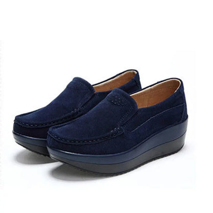Creepers Platform Shoes Women Flats Women Loafers Spring Autumn Casual Suede Leather Shoes Ladies Moccasins Slip On Plus Size 42