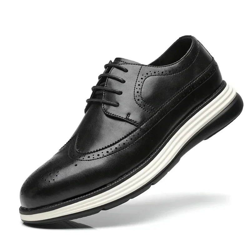Men's Casual Leather Thick Soled Simple Walking Shoes Fashion Oxford Shoes High End British Style Office Business Dress Shoes