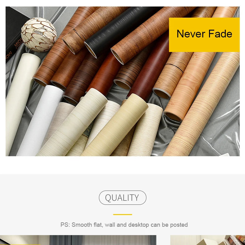 PVC Waterproof Self Adhesive Wallpaper Wall in Rolls Furniture Cabinets Vinyl Decorative Film Wood Grain Stickers For Home Decor