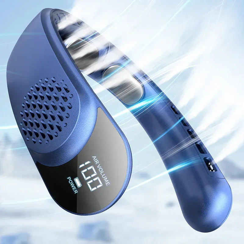 Neck Fan Rechargeable Ice Cooling Personal Air Conditioner, LED Digital Display Mini Fan for Running Cycling Office Home Outdoor