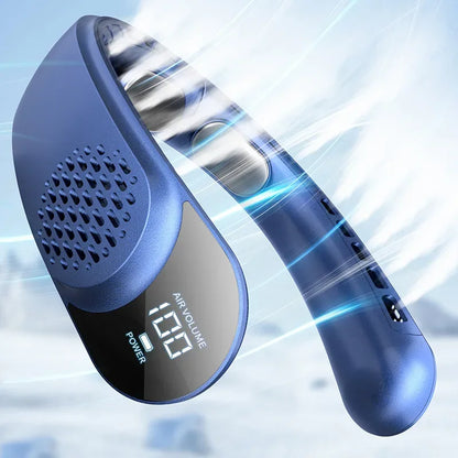 Neck Fan Rechargeable Ice Cooling Personal Air Conditioner, LED Digital Display Mini Fan for Running Cycling Office Home Outdoor