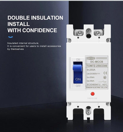 TOMZN 2P DC MCCB 600V Solar Molded Case Circuit Breaker Overload Protection Switch Protector for Solar Photovoltaic PV