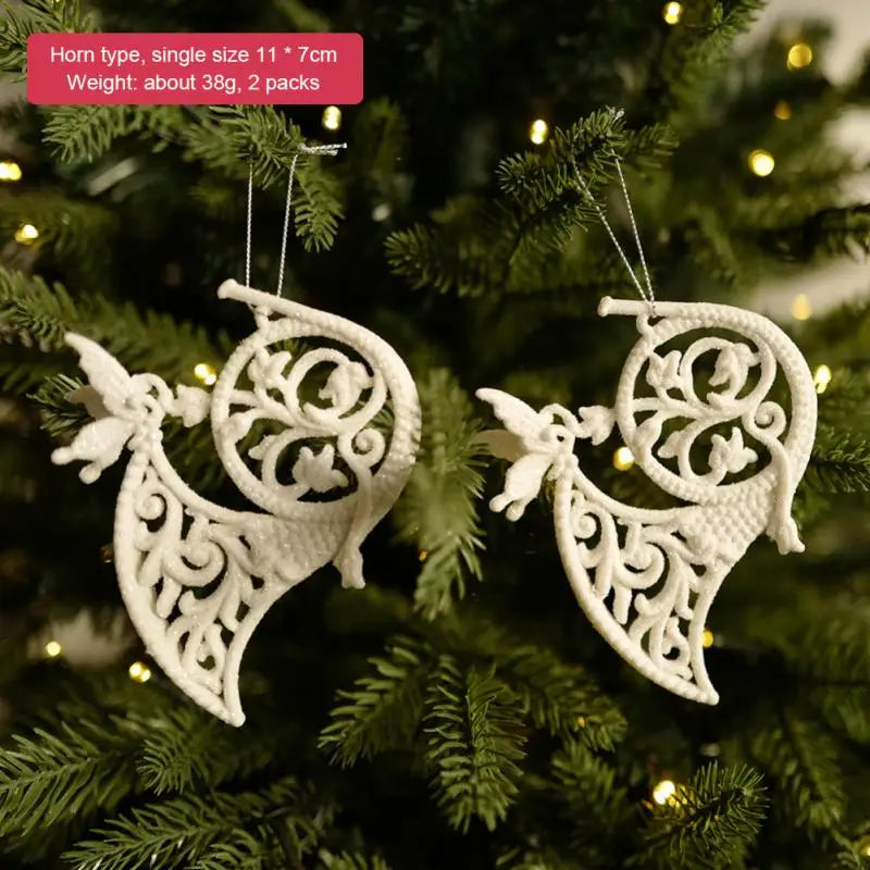 3Pcs Xmas Tree Pendants Snowflake Angel Deer Hanging Ornaments Christmas Decorations For Home Kids Toy New Year Party Decor