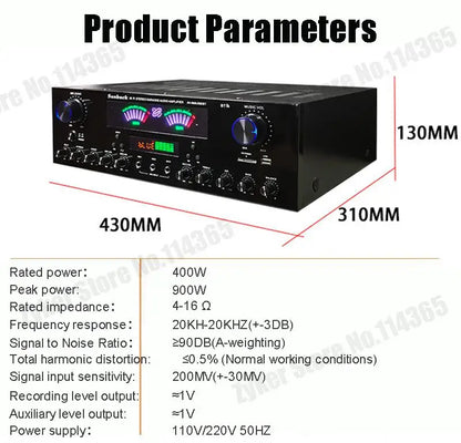 AV-555BT/999BT Max 4000W Bluetooth Sound Amplifiers Dual Dynamic Screen HiFi Digital Stereo Amplify For Home Car Theatre Karaoke