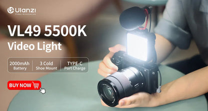 Ulanzi VL49 RGB Video Lights Mini LED Camera Light 2000mAh Rechargable LED Panel Lamp Photo Video Lighting for Youtube Tik tok