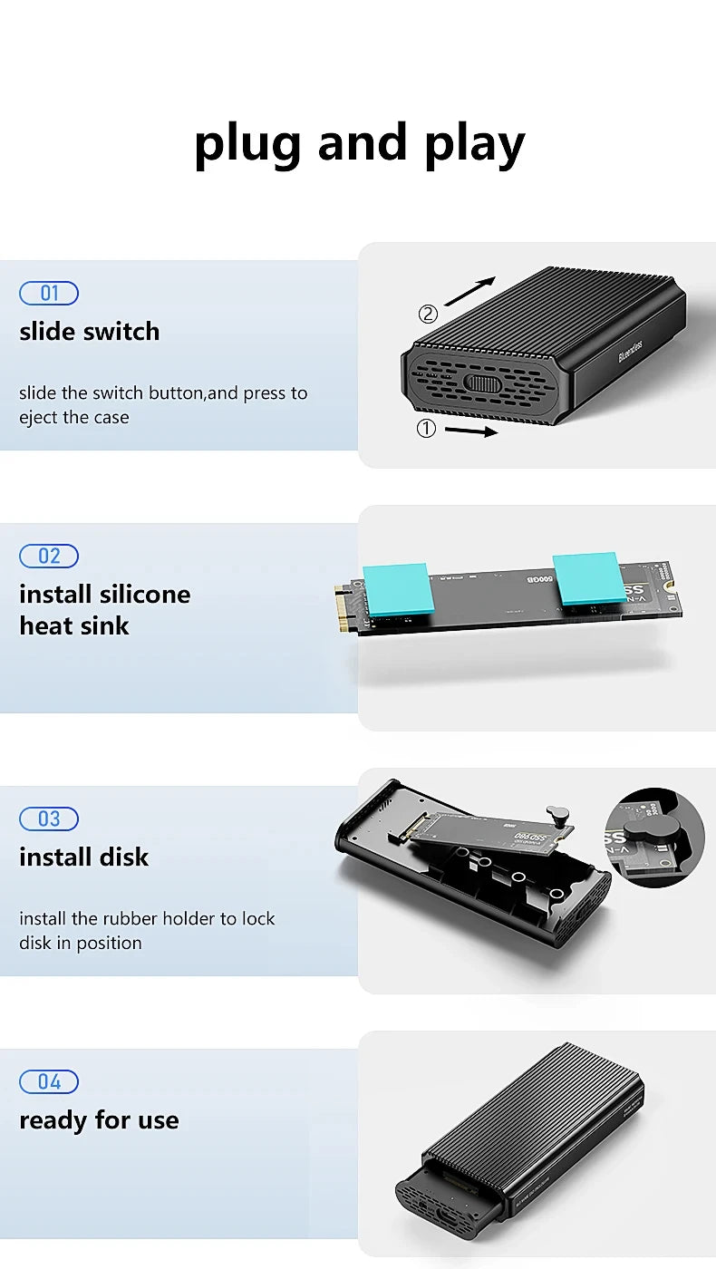 40Gbps USB 4.0 SSD Enclosure Thunderbolt USB-C M.2 NVMe SSD Case Compatible with USB 3.2/3.1/3.0 For Macbook iPad Phone Laptop