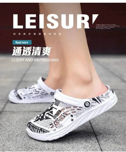 Plus Size 49 Men Non-slip Sandals Clogs Men and Women Home Beach Slippers Breathable Lightweight Men Outdoor House Slides