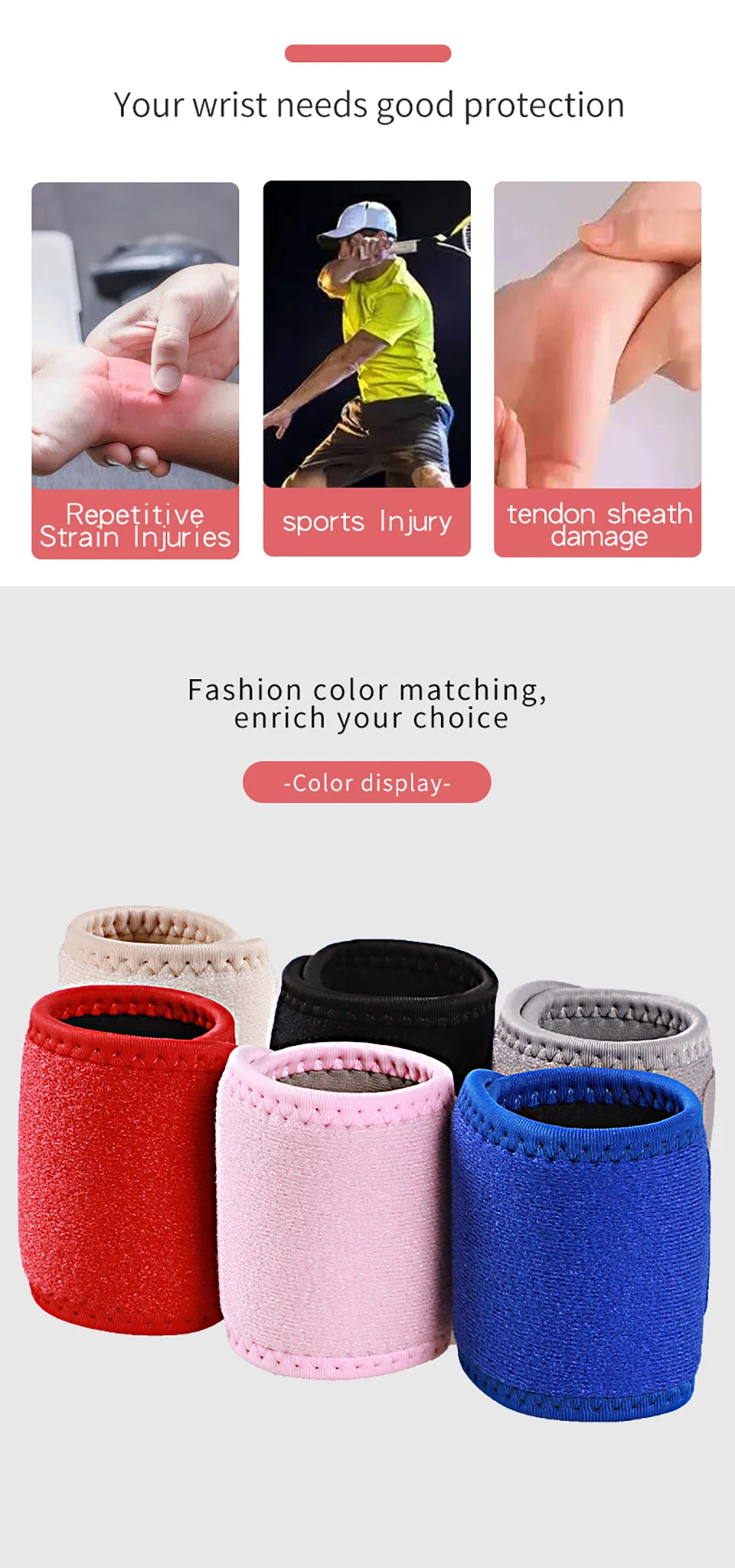 GOBYGO 1Pcs Wrist Support Sport Fitness Wristband Training Safety Hand Bands Sprain Gym Wrist Thumb Support Straps Wraps Bandage