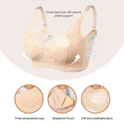 LERVANLA 2566 Strong Breathability Mastectomy Bra Women with Pocket Breast Form Pads Included Adjustable Cotton Comfort  Large