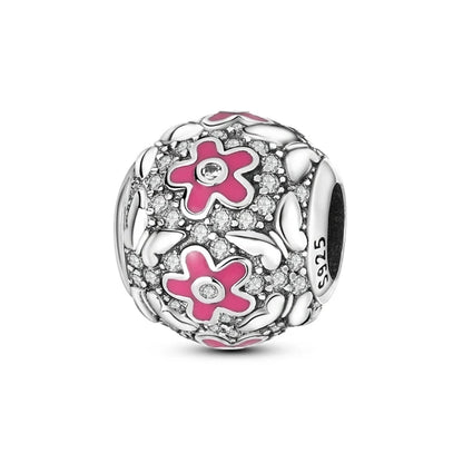 2025 Hot Sale Pink zircon aircraft passport cross Charm Beads Fit 925 Sterling Silver Original women Bracelet DIY Jewelry Gift