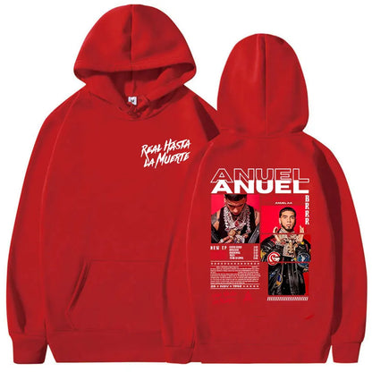 Rapper Anuel AA Real Hasta La Muerte Tour Album 2025 Hoody Mens Hip Hop Gothic Long Sleeve Sweatshirt Y2K Loose Oversized Hoodie