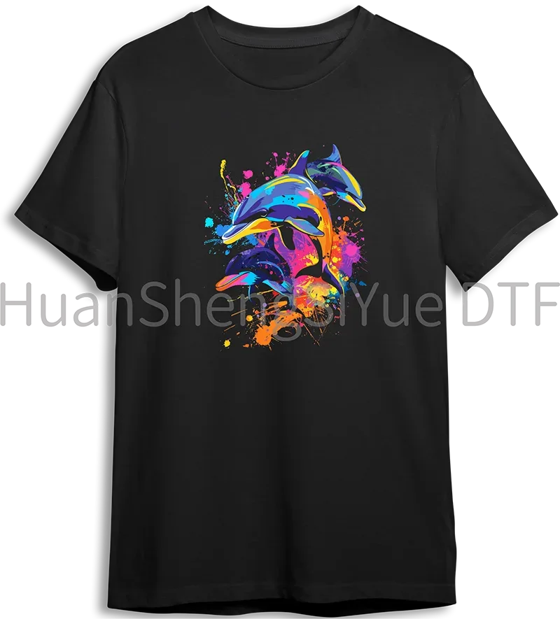 Color Fluid Painting Ironing Sticker Clothes DTF Fashion T-shirt Hoodie DIY Jacket Patch Hot Paste Paper Waterproof