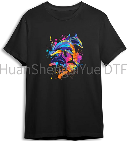 Color Fluid Painting Ironing Sticker Clothes DTF Fashion T-shirt Hoodie DIY Jacket Patch Hot Paste Paper Waterproof