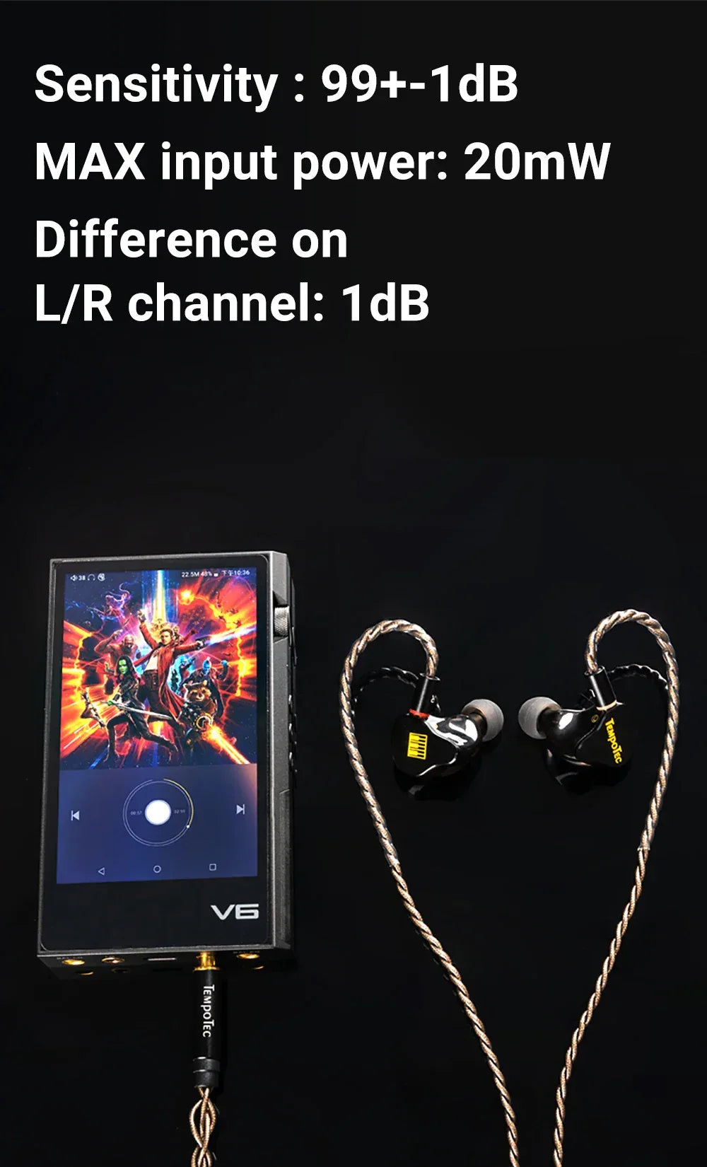 TempoTec IM01 Flathead 4.4mm earphones, IM05 3.5mm cable-detachable,0.78mm pin HiFi in-ear earphones 1DD+4BA