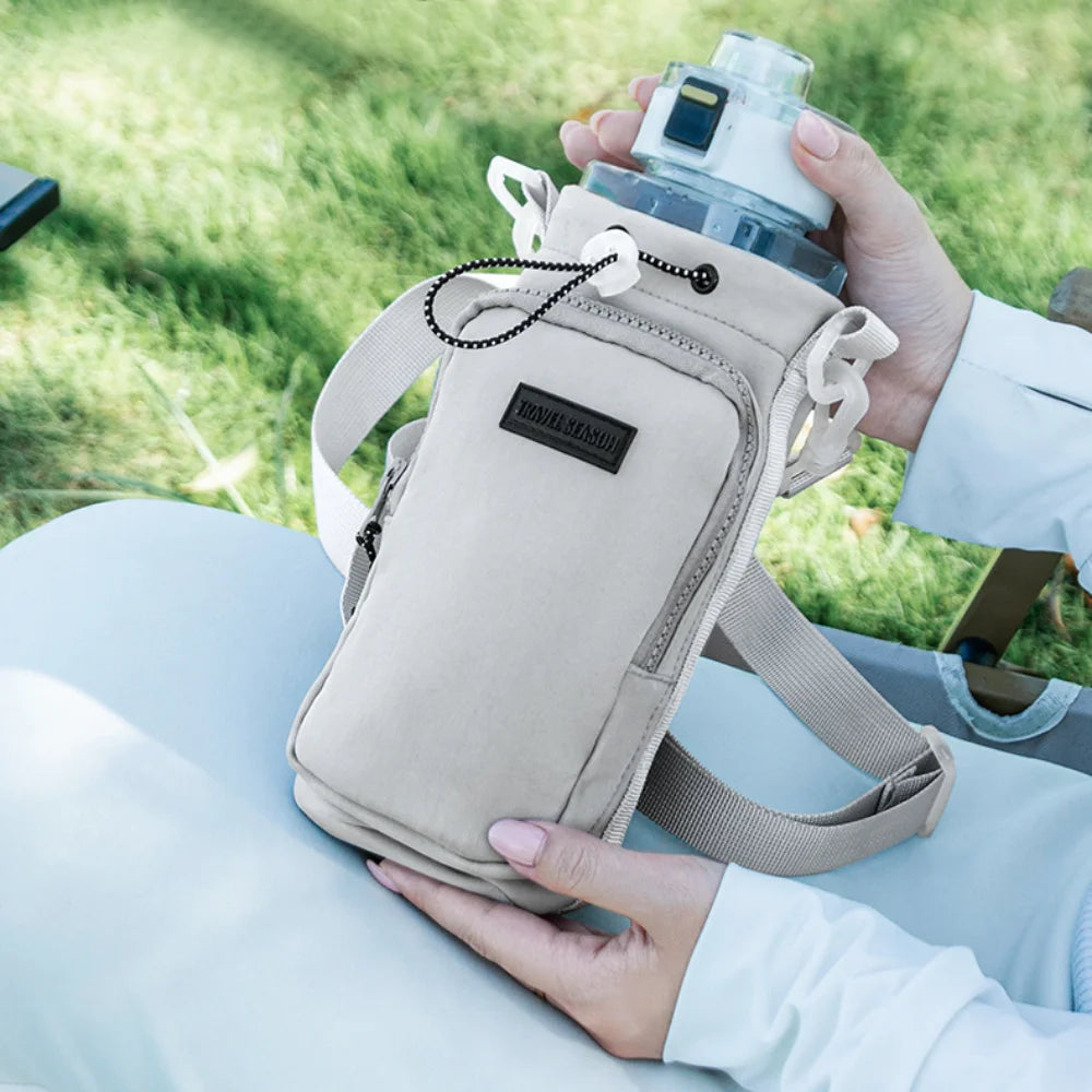 Portable Water Bottle Bag with Adjustable Shoulder Strap Thermal Vacuum Mug Cup Sleeve Cup Insulated Protective Cover