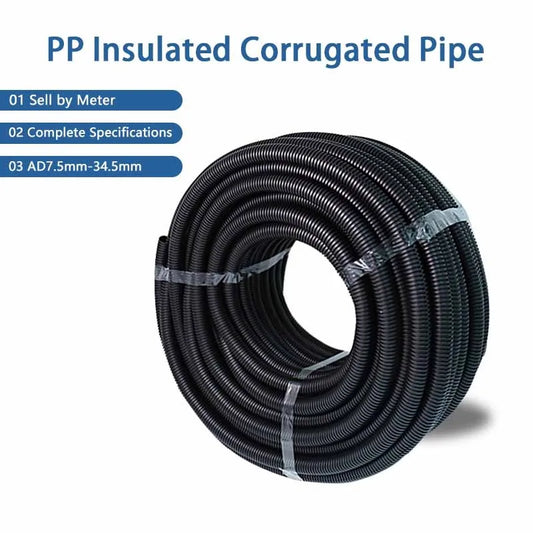 1/5/10M Black PP Insulated Corrugated Pipe AD7.5mm-34.5mm Wire Hose Threading Hose Plastic Corrugated Pipe Protective Sleeve by PDG ibma
