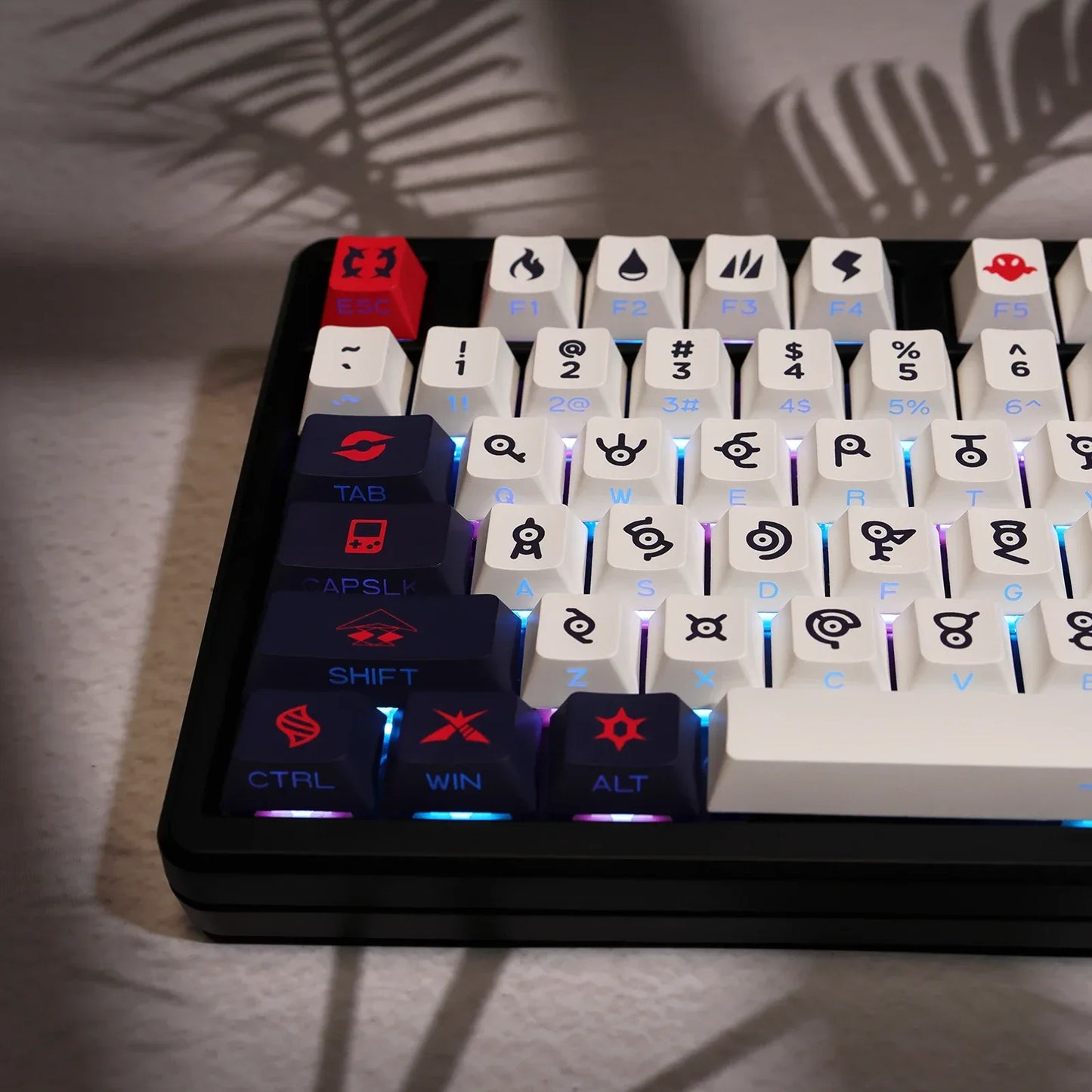 124key Unknown Totem Theme Keycaps Set PBT Side-engraved Translucent Keyboard Cap Cherry Profile Key Cap for Mechanical Keyboard